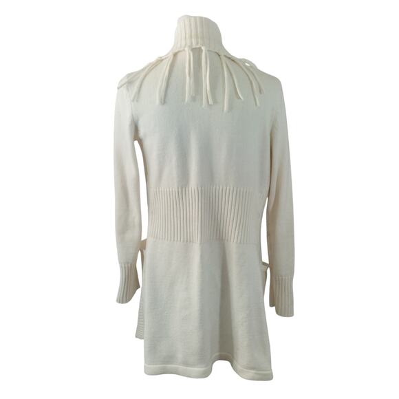 7TH AVENUE! VANILLA CREAM FRINGED, FINELY KNIT, POCKETED CARDIGAN SWEATER! SZ XS - Picture 6 of 12